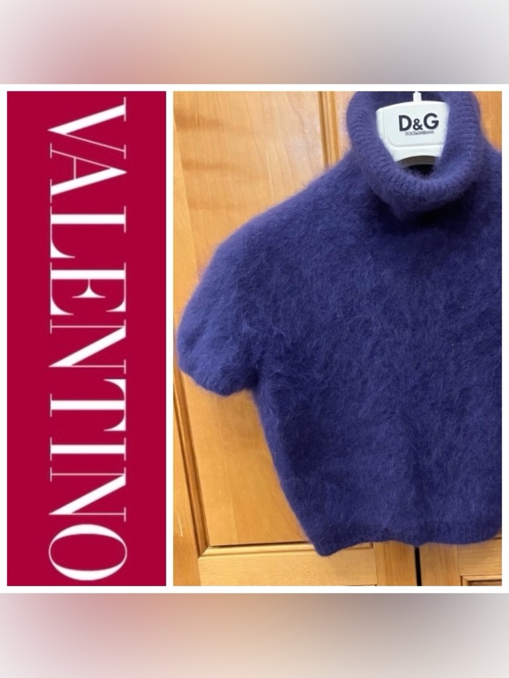 RED Valentino Purple Fuzzy Mohair Angora Cowl Turtleneck Sweater